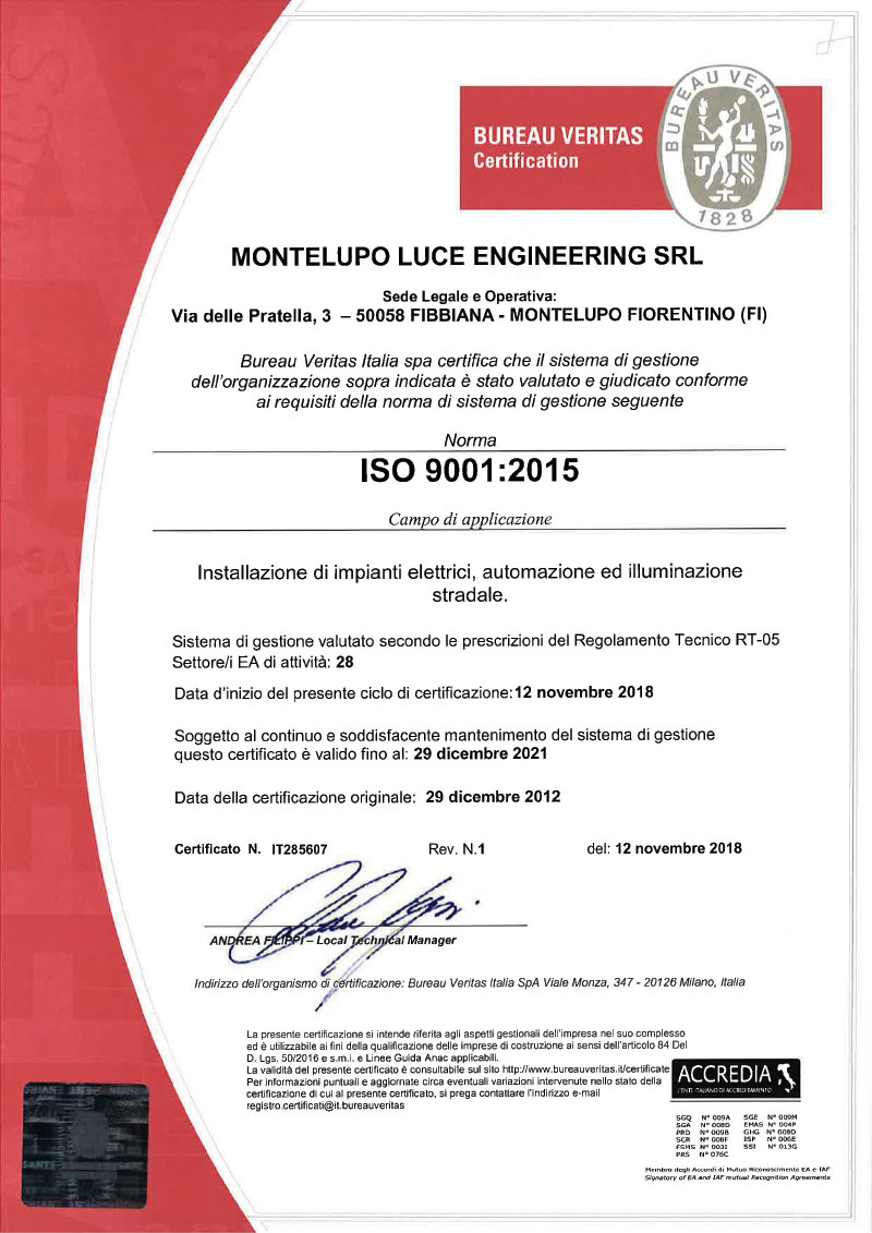 Ceertificazione ISO 9001-2015